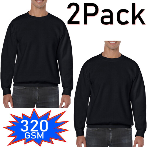 True Face (Black - 2 Pack, L) 2&3Pack Mens Plain Sweatshirt JumperJersey Sweater
