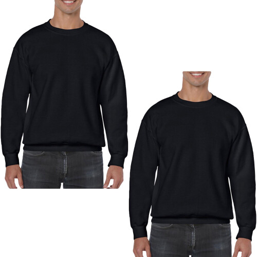 True Face (Black - 2 Pack, L) 2&3Pack Mens Plain Sweatshirt JumperJersey Sweater 2