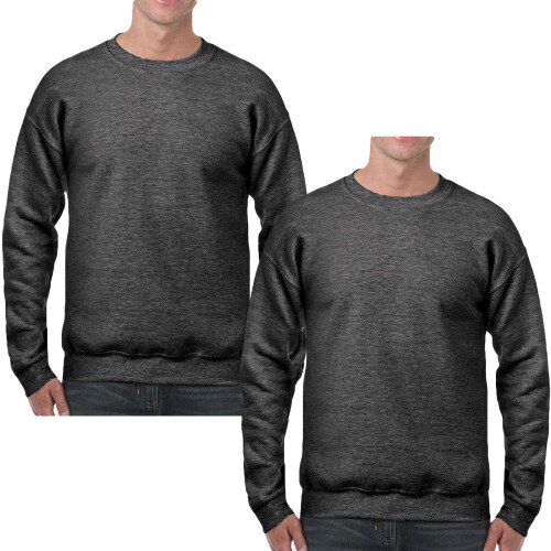 True Face (Charcoal - 2 Pack, S) 2&3Pack Mens Plain Sweatshirt JumperJersey Sweater 2