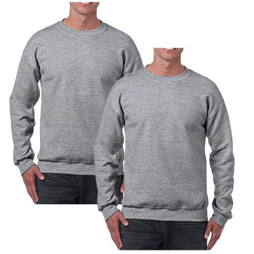 True Face (Grey - 2 Pack, M) 2&3Pack Mens Plain Sweatshirt JumperJersey Sweater 2