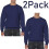 True Face (Navy - 2 Pack, M) 2&3Pack Mens Plain Sweatshirt JumperJersey Sweater 1