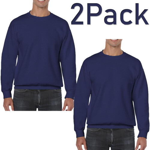 True Face (Navy - 2 Pack, M) 2&3Pack Mens Plain Sweatshirt JumperJersey Sweater