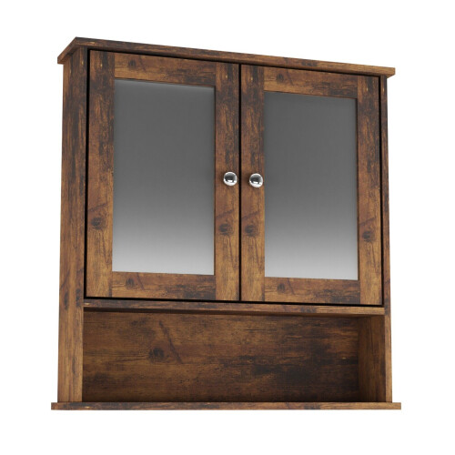 URBN Living (Wall Mirror Cabinet - Rustic Brown) Under Sink Cupboard Mirror Unit WC Paper Dispenser 2