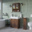 URBN Living (All 3 Piece - Rustic Brown) Under Sink Cupboard Mirror Unit WC Paper Dispenser 1