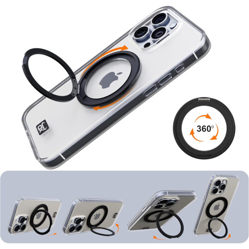OX OX Ring iPhone 15 Pro Case 360 Rotating Magsafe Shockproof Magnetic Cover - Wolf White 1