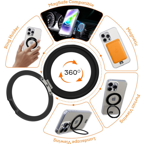 OX OX Ring iPhone 15 Pro Case 360 Rotating Magsafe Shockproof Magnetic Cover - Wolf White 2