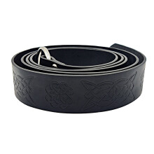 Medieval Embossed Vegvisir PU Leather O Ring Belt Black