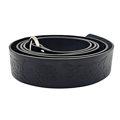 Medieval Embossed Vegvisir PU Leather O Ring Belt Black