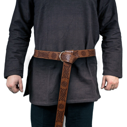 Medieval Embossed Vegvisir PU Leather O Ring Belt Black 1