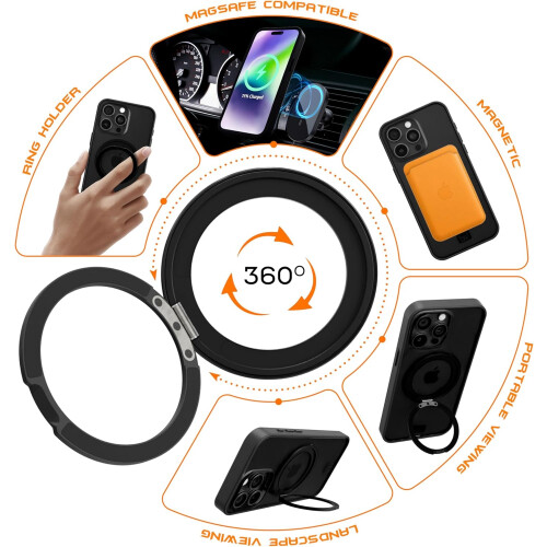 OX OX Ring iPhone 15 Pro Case 360 Rotating Magsafe Shockproof Magnetic Cover 2