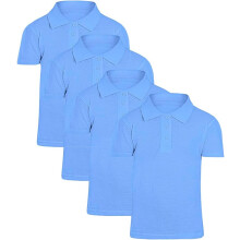 (5-6 Years, 4 Pack Sky Blue) 2 or 4 Pack Girls Plain 100% Cotton Polo Shirts Children School T-Shirt Uniform Summer Ages 3-12 Years