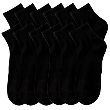 (Black, UK6-9) Mens Ankle Socks 12 Pack Regular Stretch Cotton Low Cut Trainer Sports Socks New