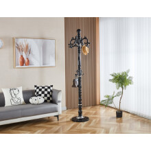 (Black) Thick Tube Stand Tube Coat Rack Heavy Base