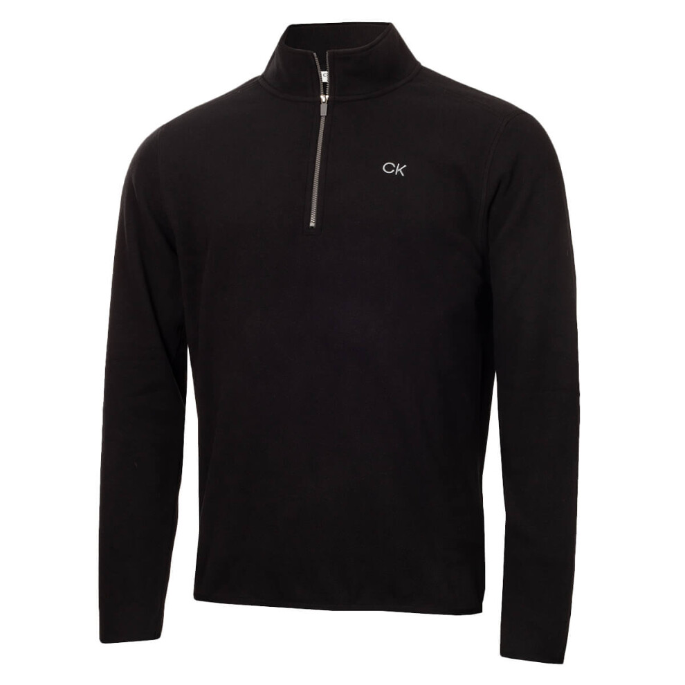 (XXL, Black) Calvin Klein Mens 2025 Polar Fleece 1/2 Zip Stretch Golf Sweater