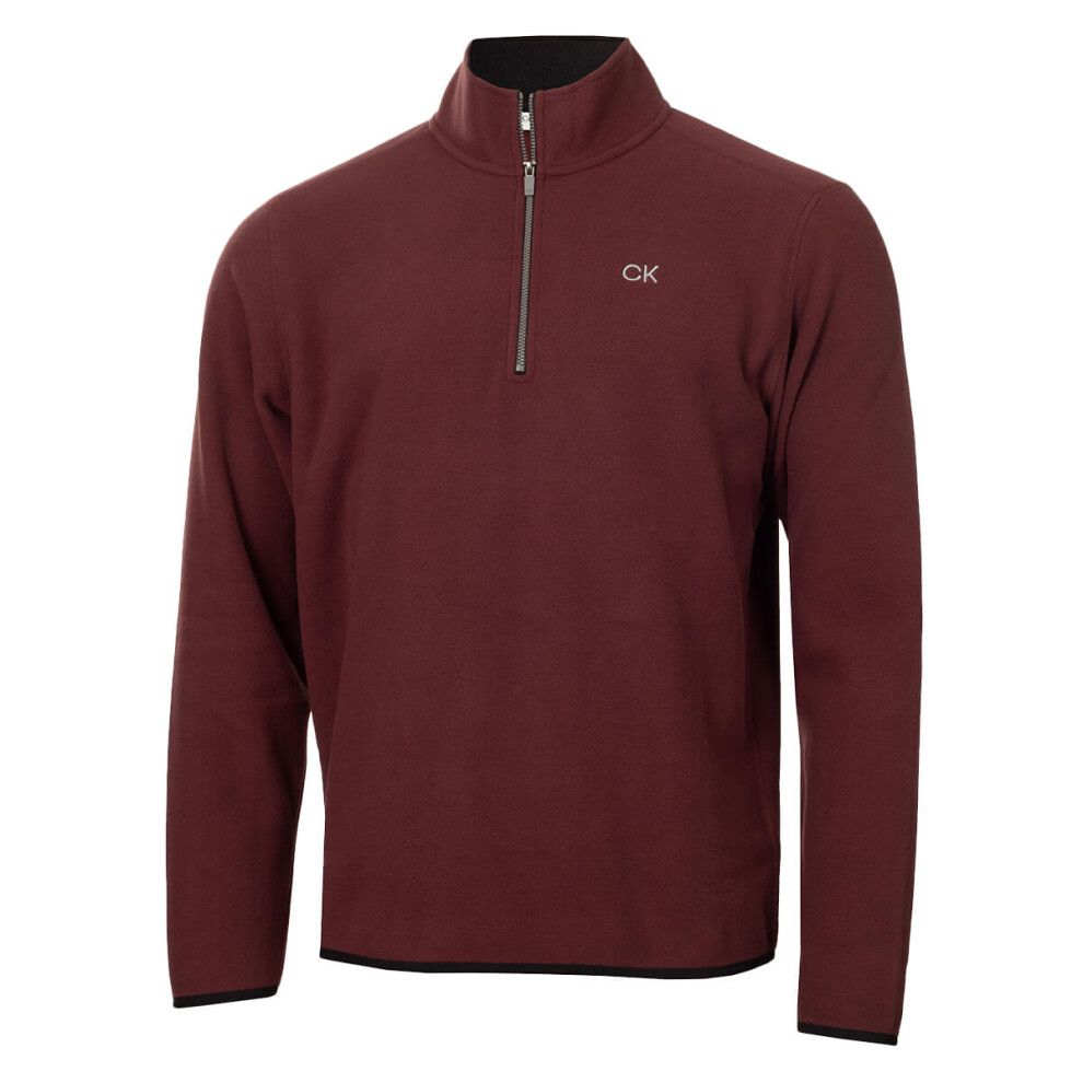 (XL, Burgundy) Calvin Klein Mens 2025 Polar Fleece 1/2 Zip Stretch Golf Sweater