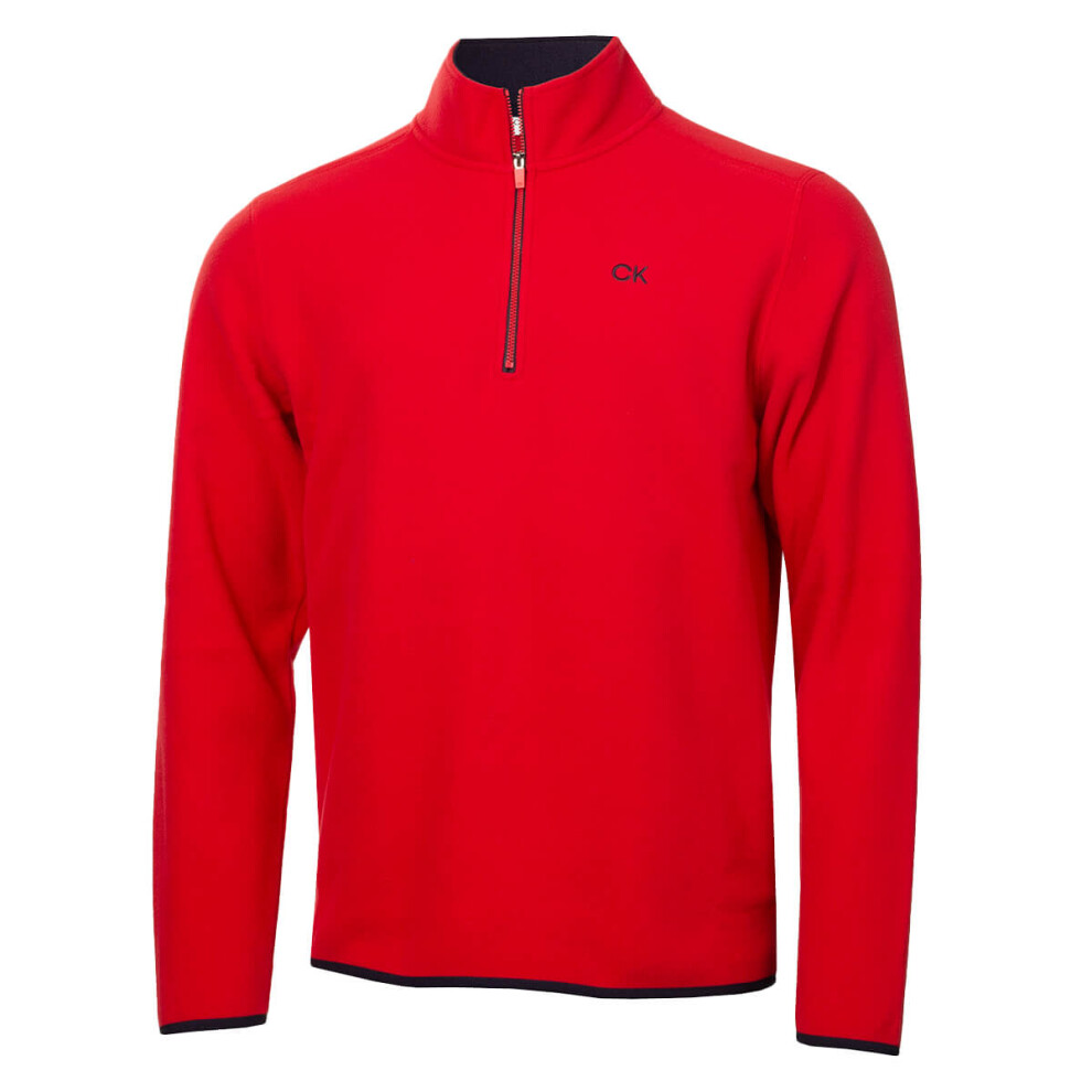 (XXL, Red) Calvin Klein Mens 2025 Polar Fleece 1/2 Zip Stretch Golf Sweater