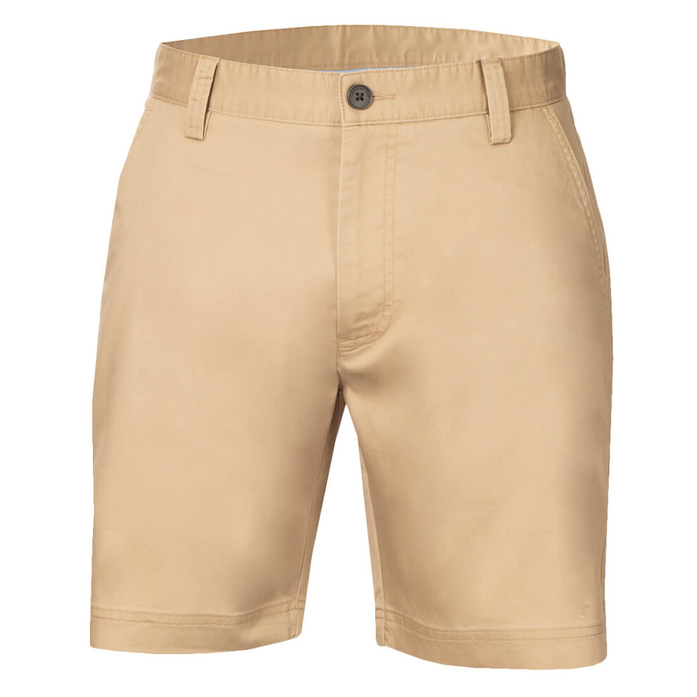 (32, Khaki) Calvin Klein Mens 2025 Campus Chino Lightweight Stretch Golf Shorts