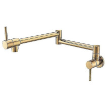 (Brushed Gold) Wall Mounted Rose Gold Pot Filler Folding Kitchen Faucet Tap