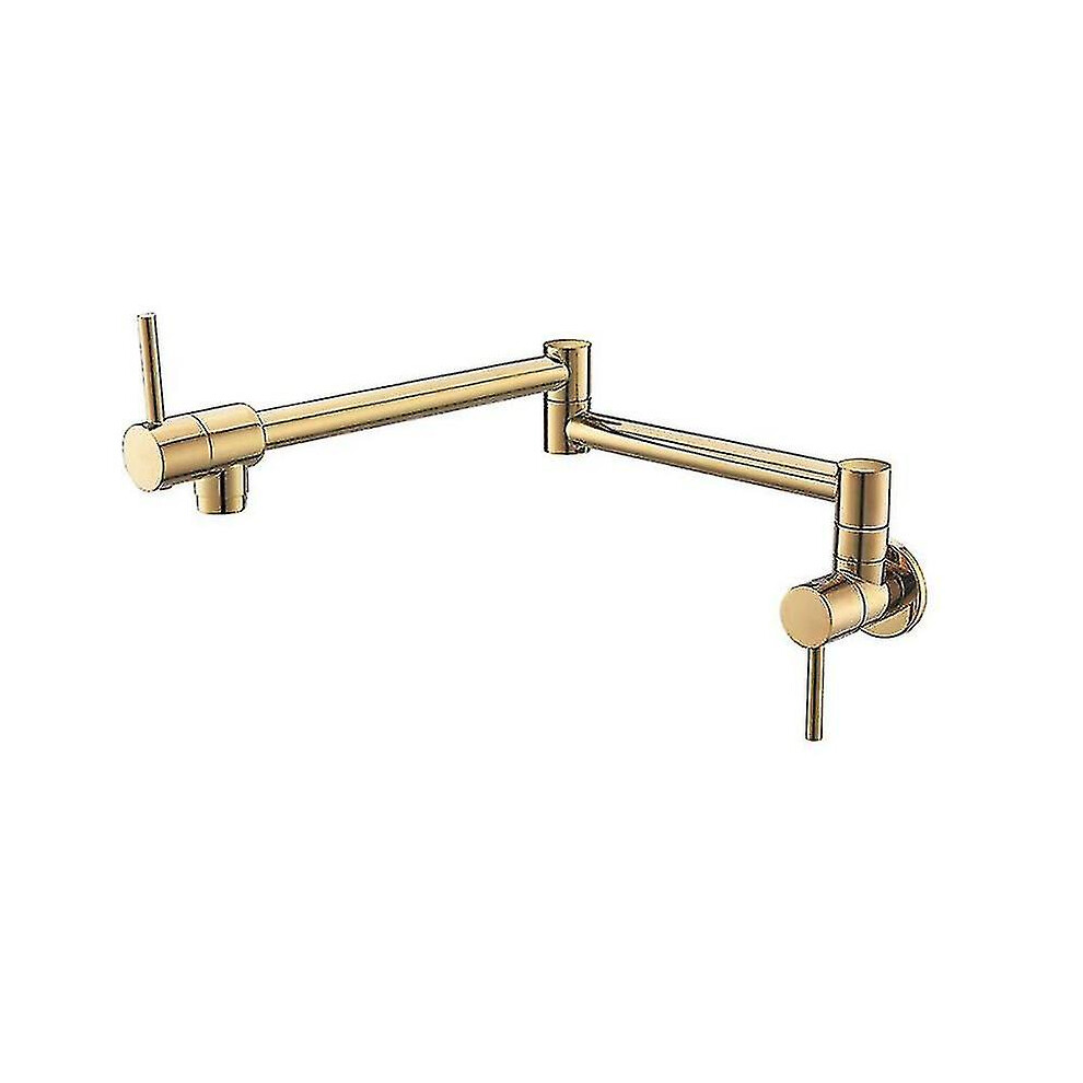 (Brushed Gold) Wall Mounted Rose Gold Pot Filler Folding Kitchen Faucet Tap