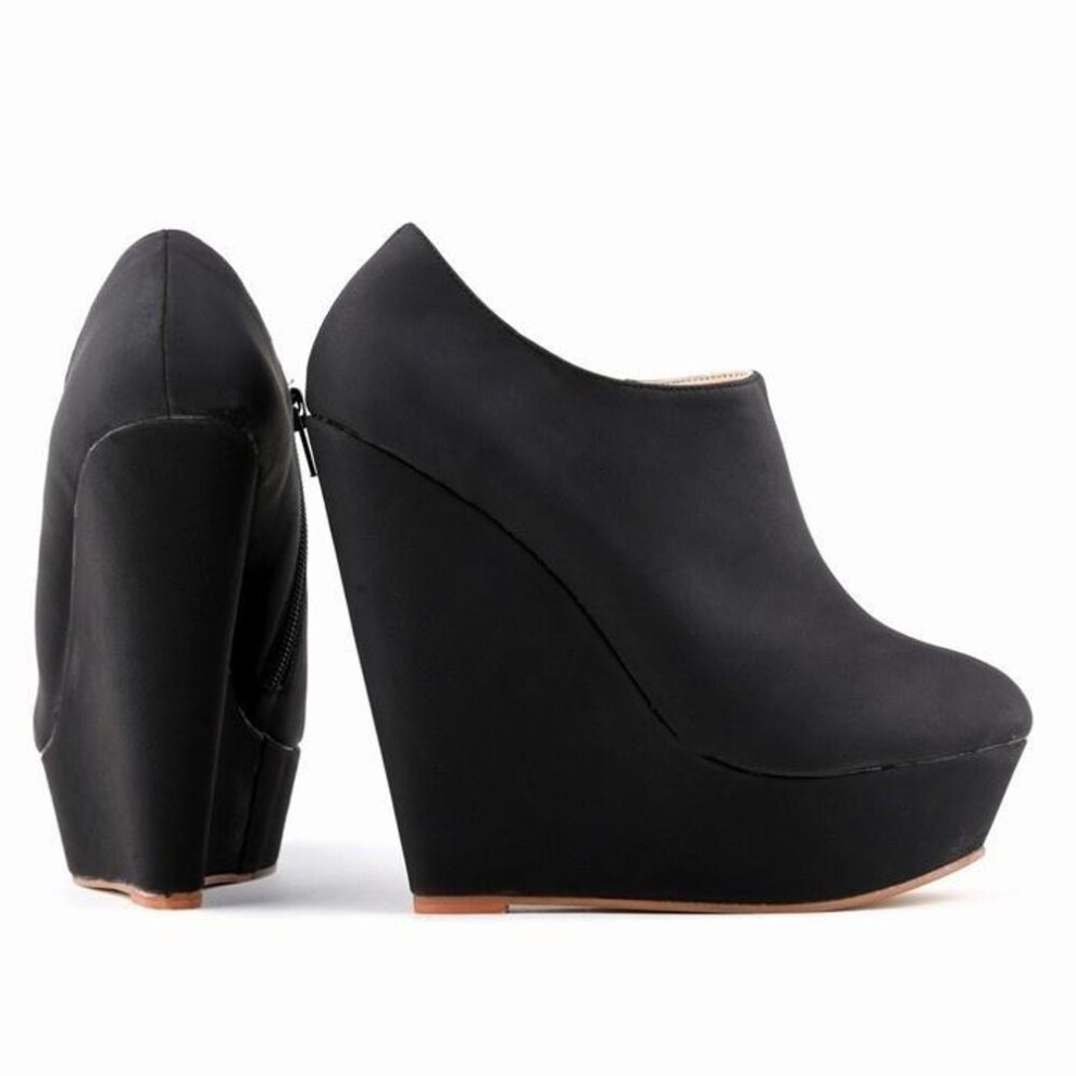 (black, 35) Winter High Heels Suede Shoes Ankle Boots Wedges Women Platform Elegent High Heels Shoes Us Size Wedge Shoe