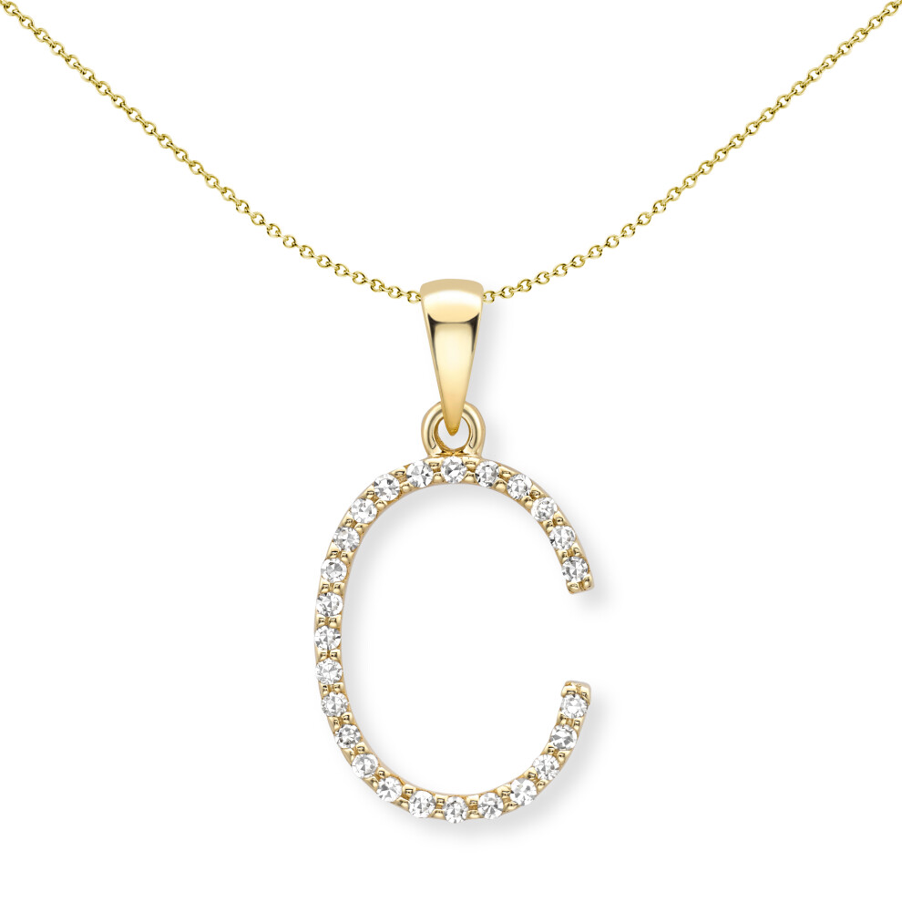 Jewelco London 18ct Yellow Gold Diamond Initial Charm Pendant Letter C 10mm x 17mm - INNR0213-C