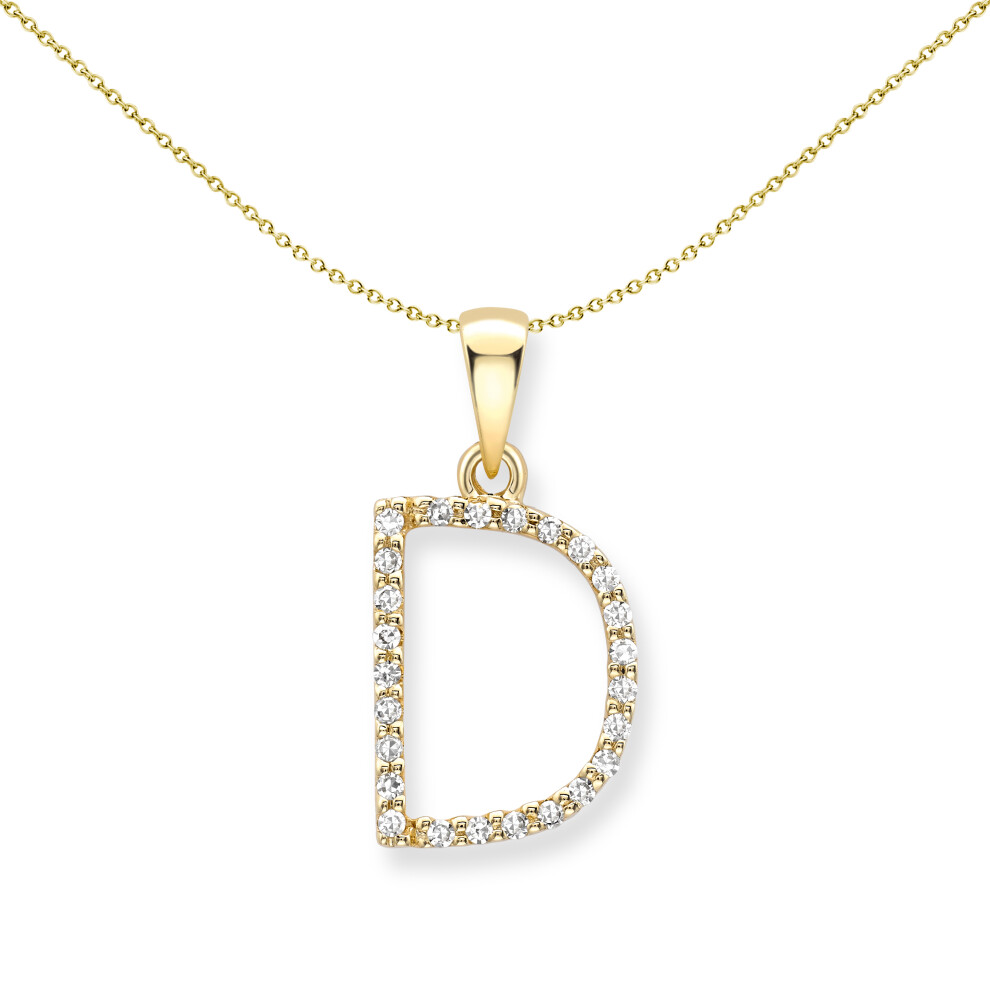 Jewelco London 9ct Yellow Gold Diamond Initial Charm Pendant Letter D 8mm x 17mm - INNR0212-D
