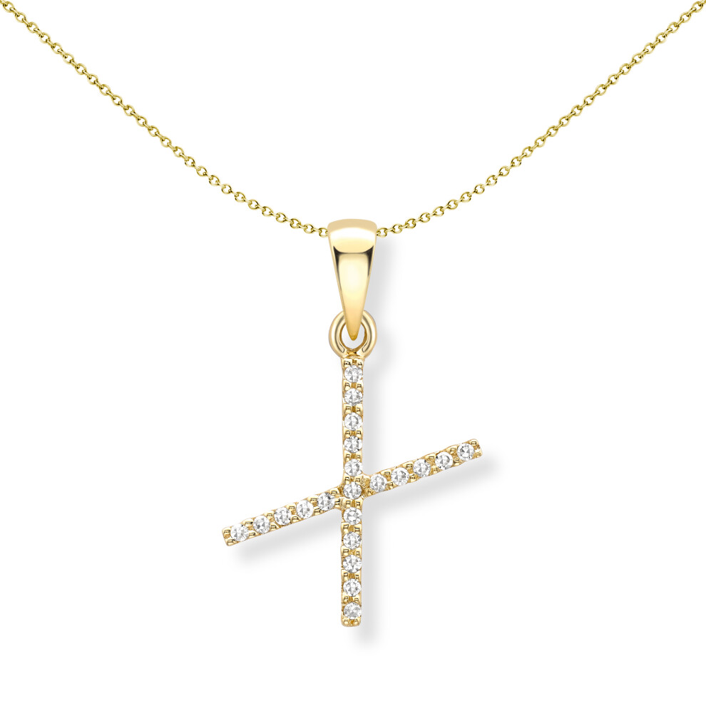 Jewelco London 9ct Yellow Gold Diamond Initial Charm Pendant Letter X 8mm x 17mm - INNR0212-X