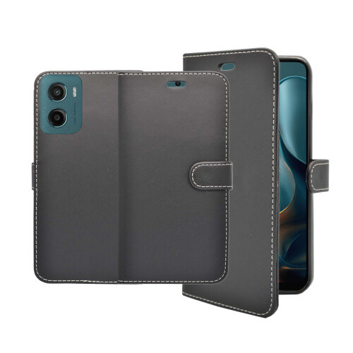 (Black) For Motorola E15 Wallet Flip Cover Case 2