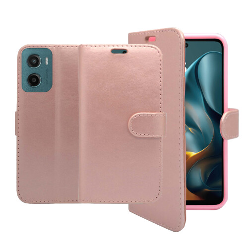 (Rose Gold) For Motorola E15 Wallet Flip Cover Case 2