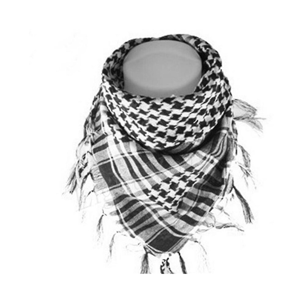 (Black And White) Arab Shemagh Keffiyeh Army Tactical Palestine Scarf Shawl Kafiya Wrap White,Black