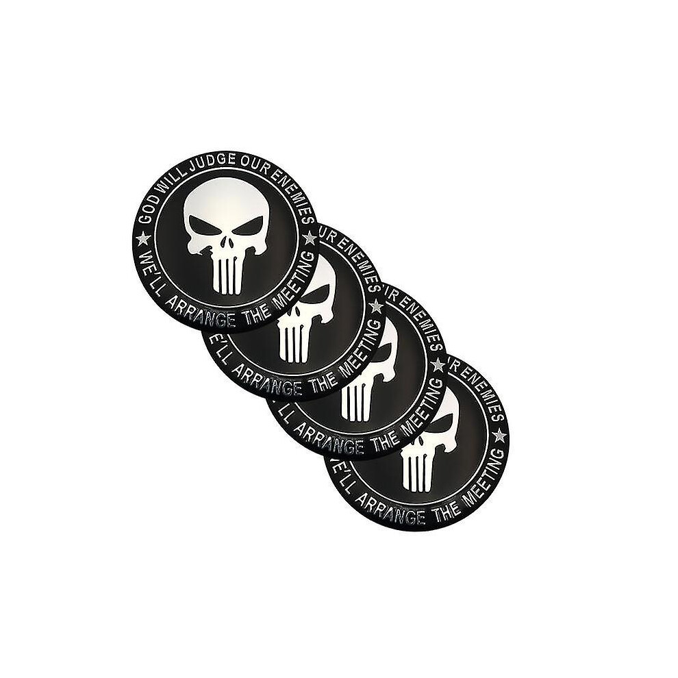 (A) 56Mm Aluminum Punisher Skull Logo Emblem Badge Sticker Alloy Car Hub Center Hub Cap Badge Car Wheel Sticker Styling Accessories 9372166664978