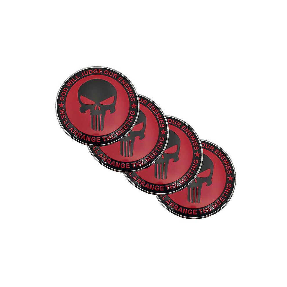 (B) 56Mm Aluminum Punisher Skull Logo Emblem Badge Sticker Alloy Car Hub Center Hub Cap Badge Car Wheel Sticker Styling Accessories 9372166664992