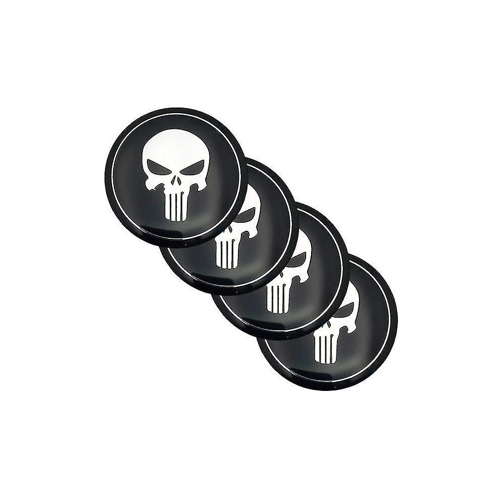 (C) 56Mm Aluminum Punisher Skull Logo Emblem Badge Sticker Alloy Car Hub Center Hub Cap Badge Car Wheel Sticker Styling Accessories 9372166665012