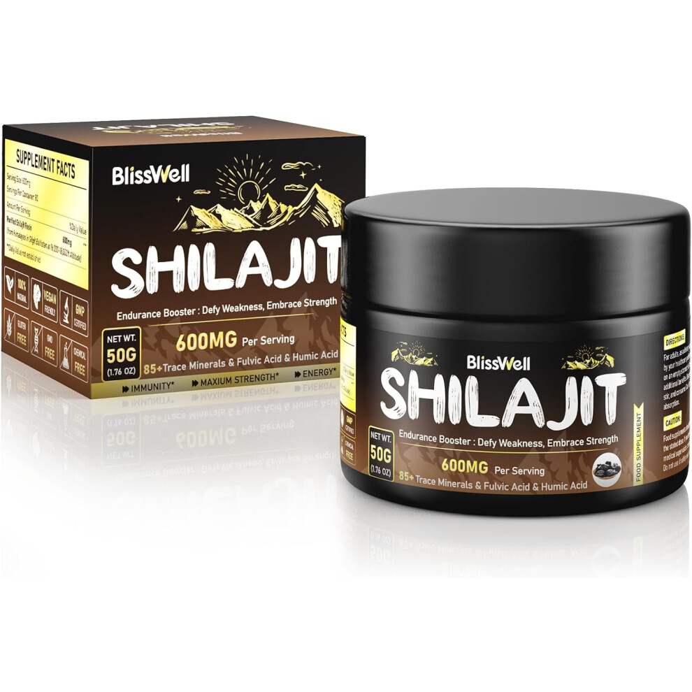 Blisswell Pure Himalayan Shilajit With Fulvic Acid Trace Minerals Immune Booster