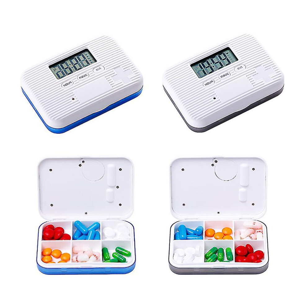Green 6 Grid Smart Pill Box Electronic Timing Reminder Medicine Storage Boxes Alarm Timer Pills Organizer Pill Drug Container