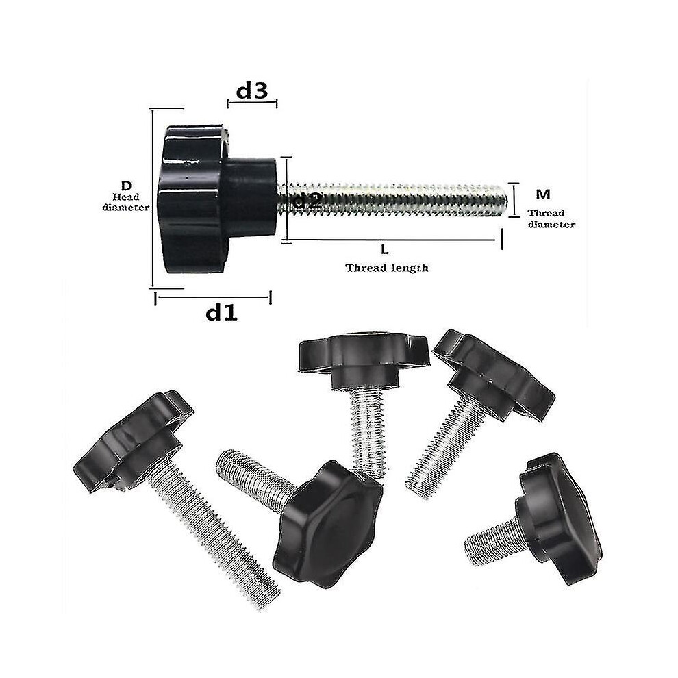 (5PCS, M6x25) 5/10pcs Star Shape Thread Clamping Handle Bolt Bakelite Hand Knob Tightening Screw Industry Equipment Plastic Steel M5 M6 M8-image-OPC-PFXG5QG-NEW