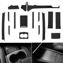 Tesla Model X/S Carbon Fiber Center Console Wrap Vinyl - Glossy Interior Trim Sticker (2012-2021, Left-Hand Drive)