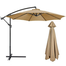 (300cm x 8k, Tan) 3m Round Garden Parasol Umbrella Outdoor Patio Sun Shade Canopy 3m 6/8x Arm