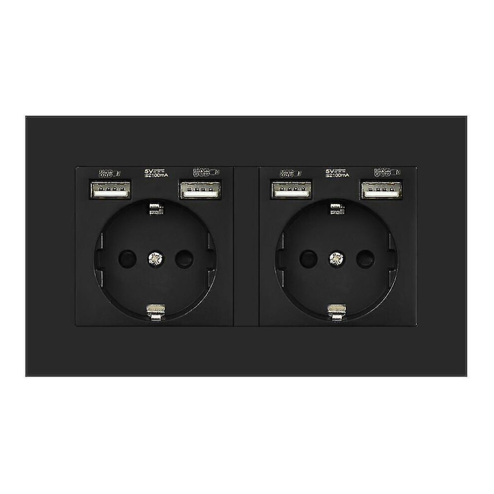2 Gang Wall Socket Plug With Usb Outlet Strip Compatible With Pc Panel 8792504177877