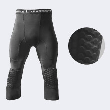 (Black, XXL) Basketball Leggings With Knee Pad For Men 3/4 Compression Trousers Sports Trousers Multi-way