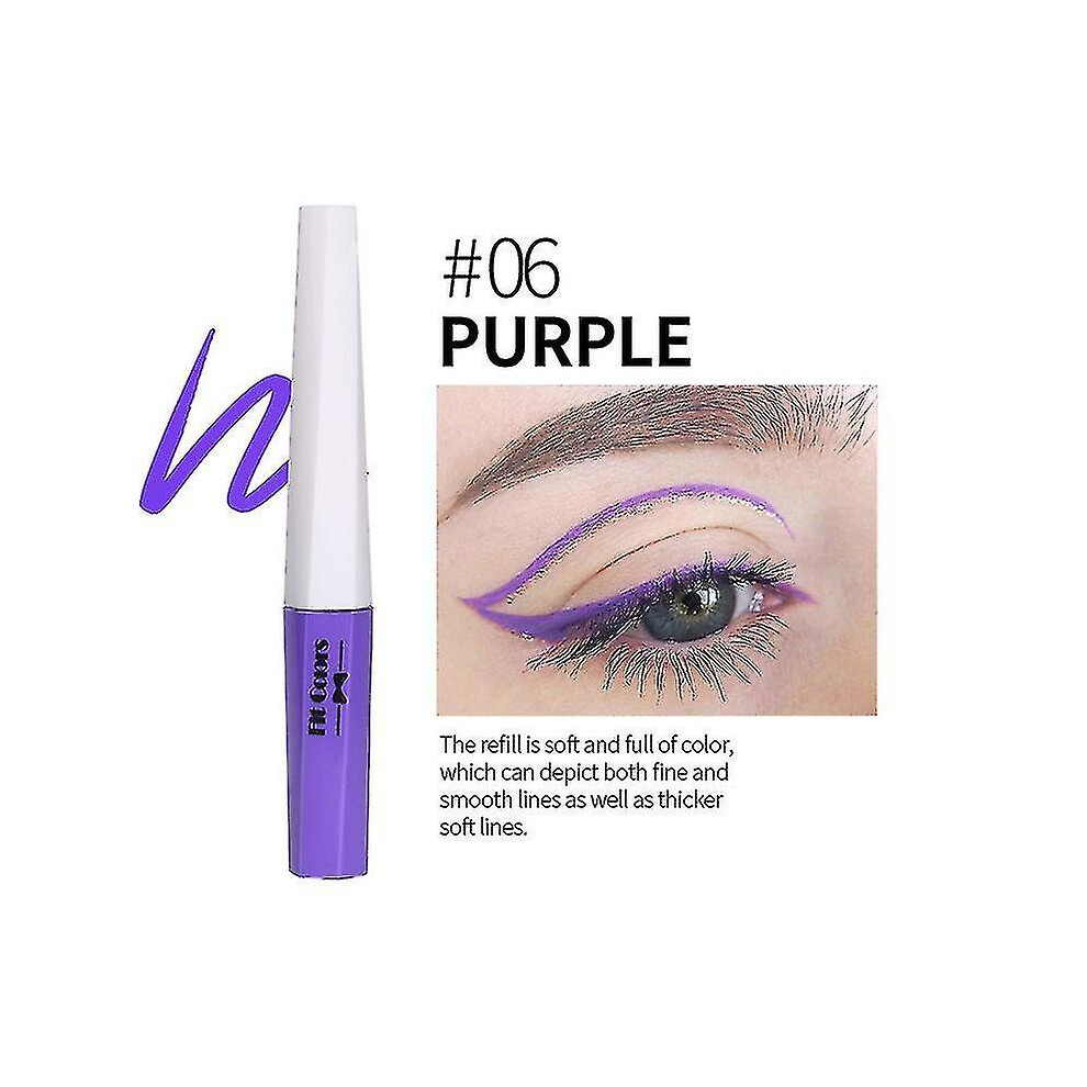(06 PURPLE) Liquid Eyeliner Uv Glow Matte Eyeliner Waterproof Fluorescent Body Face Paint Makeup Colorful Eye Liner Pen