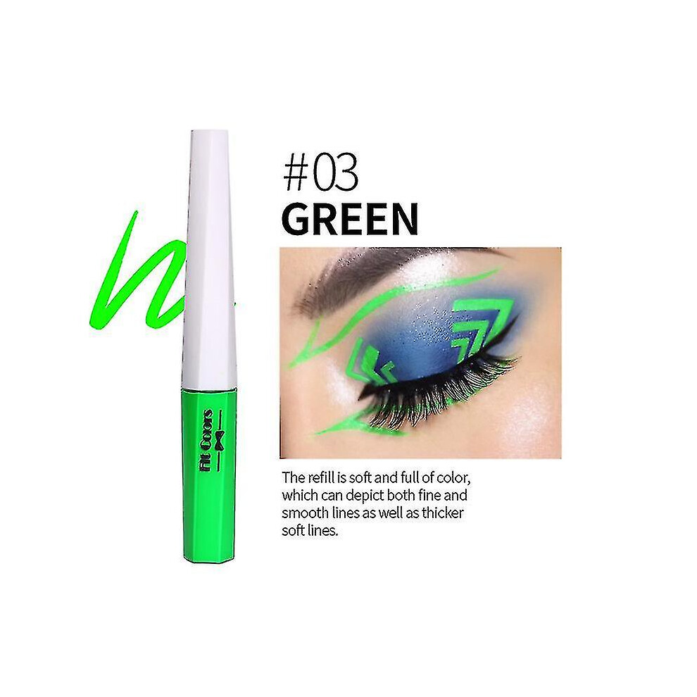 (03 GREEN) Liquid Eyeliner Uv Glow Matte Eyeliner Waterproof Fluorescent Body Face Paint Makeup Colorful Eye Liner Pen