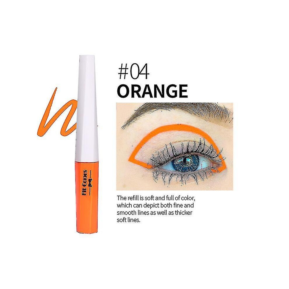 (04 ORANGE) Liquid Eyeliner Uv Glow Matte Eyeliner Waterproof Fluorescent Body Face Paint Makeup Colorful Eye Liner Pen