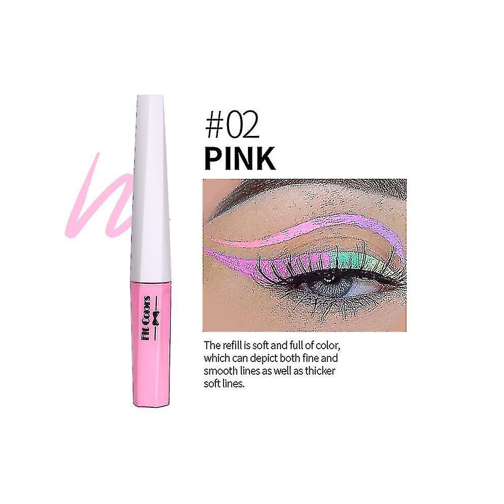 (02 PINK) Liquid Eyeliner Uv Glow Matte Eyeliner Waterproof Fluorescent Body Face Paint Makeup Colorful Eye Liner Pen