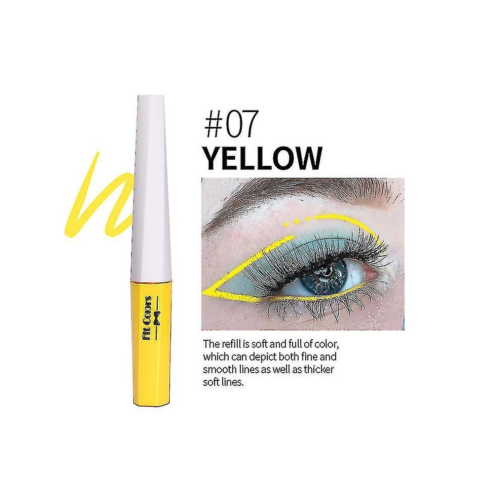 (07 YELLOW) Liquid Eyeliner Uv Glow Matte Eyeliner Waterproof Fluorescent Body Face Paint Makeup Colorful Eye Liner Pen