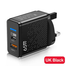 (Black, UK Plug) Fast Charge Charger 65w Usb C Charger