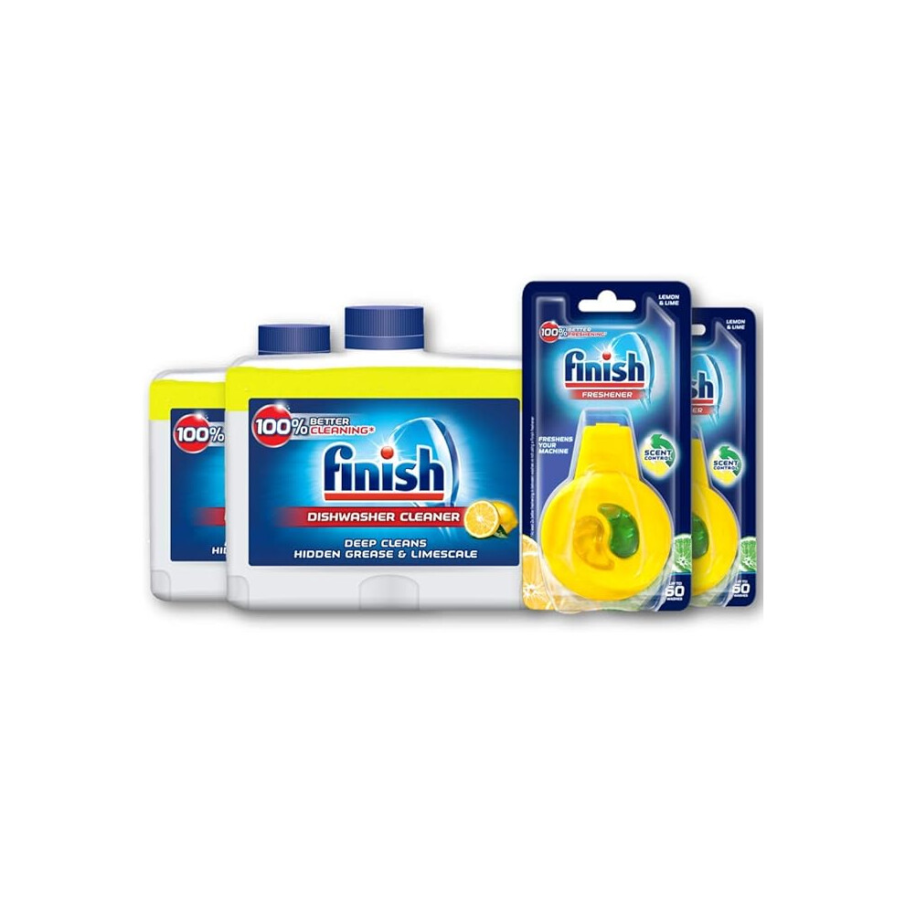 Finish Dishwasher Freshener and Cleaner Multipack, Lemon, 2 x Dishwasher Cleaners, 2 x Dishwasher Fresheners