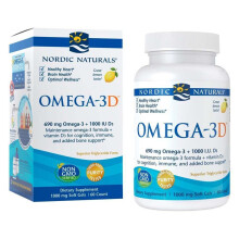 Nordic Naturals Omega 3D Omega 3 + Vitamin D3 Fish Oil Supplement Softgels| Lemon Flavour, Pack of 60's