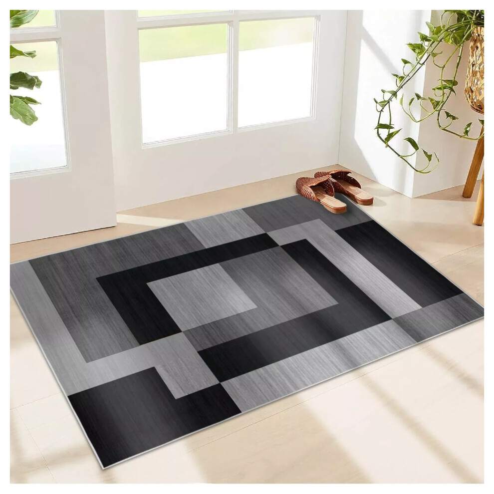 (40cm x 60cm ( 1 ft 4" x 2 ft)- Small Mats For Bath Bathroom/Small Back Front Door Mat) Large Black Rugs Living Room Carpet Runner Doormat