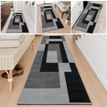 (60cm x 220cm (2ft x 7ft 3")- Runner Rug Floor Carpet) Large Black Rugs Living Room Carpet Runner Doormat